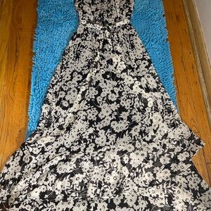 Floral Black and White Maxi Dress